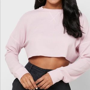 NWT | Topshop Pink Ribbed Crop Sweatshirt
